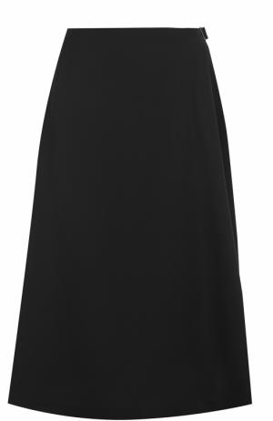 Шерстяная юбка-миди с защипами Yohji Yamamoto. Цвет: черный