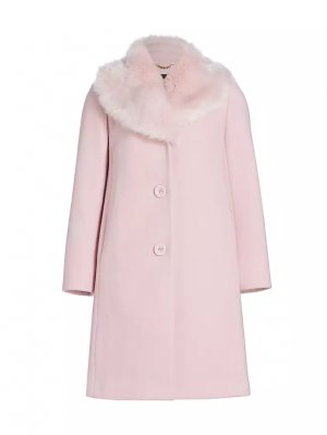 Шерстяное пальто с воротником из искусственного меха Mainline , цвет impatiens pink Kate Spade New York