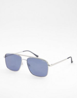 Солнцезащитные очки-авиаторы с синими линзами в матовой оправе Quay-Серебряный Quay Australia