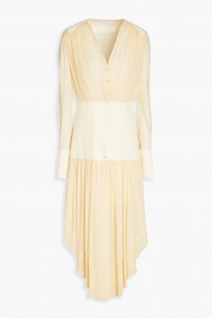 Платье миди из муссалина с креповыми вставками , пастельно-желтый Chloé