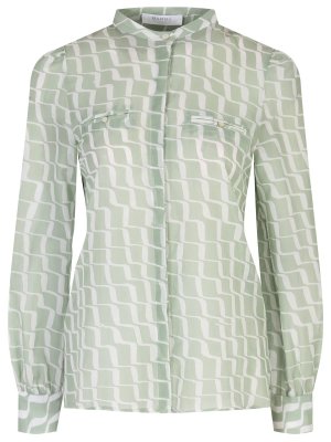 Блуза из хлопка и шелка BARBA. Цвет: зеленый
