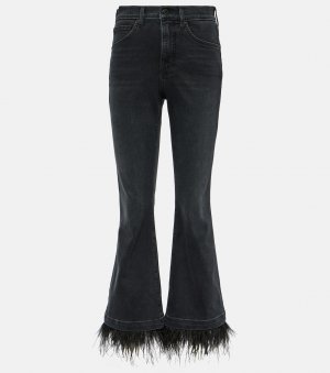 Расклешенные джинсы carson с высокой посадкой и отделкой перьями, черный Veronica Beard
