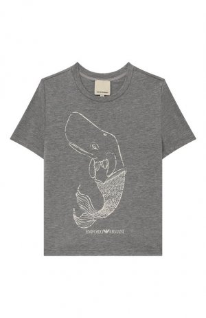 Хлопковая футболка Emporio Armani. Цвет: серый
