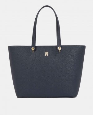Большая темно-синяя сумка с логотипом TH и застежкой-молнией , темно-синий Tommy Hilfiger