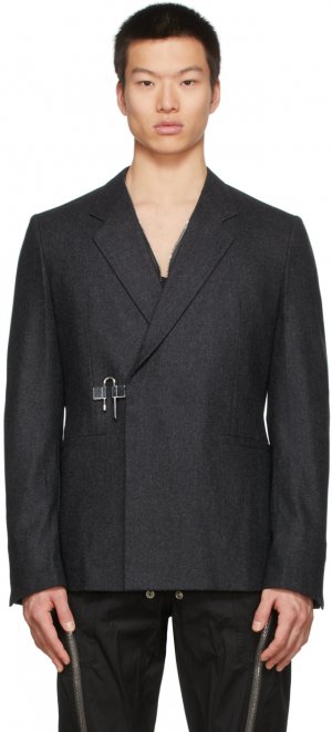 Серый фланелевый пиджак с висячим замком Givenchy