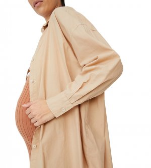 Коричневая рубашка в мужском винтажном стиле -Коричневый цвет Cotton:On Maternity