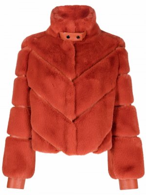Куртка из искусственного меха со вставками Patrizia Pepe. Цвет: оранжевый
