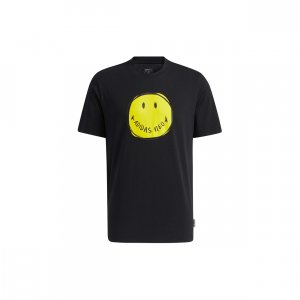 Neo Smiley Face Print Sports Round Neck T-Shirt Men Tops Black H62013 Adidas