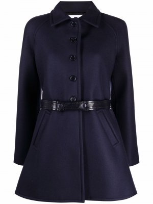Расклешенное шерстяное пальто Courrèges. Цвет: синий