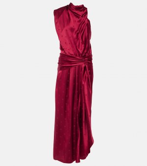 Асимметричное платье миди из шелкового жаккарда , красный Johanna Ortiz