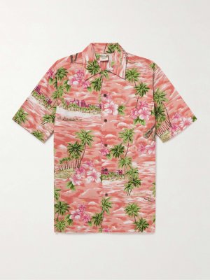 Хлопковая рубашка с принтом Waikiki и трансформируемым воротником , коралловый Go Barefoot