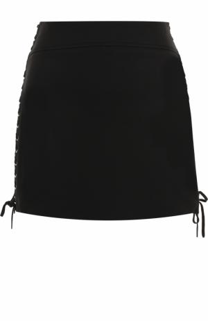 Мини-юбка с декоративной шнуровкой MCQ. Цвет: черный