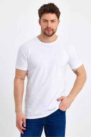 Мужская базовая белая футболка с круглым вырезом , белый GENIUS