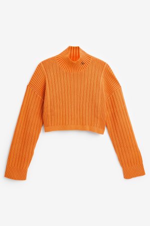 Оранжевый короткий свитшот , Calvin Klein Jeans