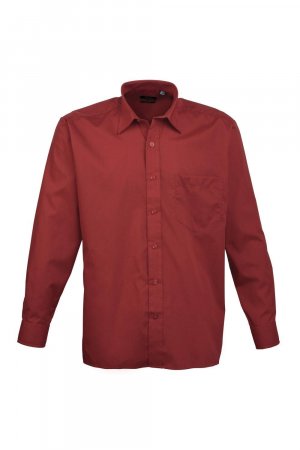 Простая рабочая рубашка из поплина с длинными рукавами, красный Premier