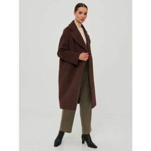 Пальто , размер 44, коричневый КАЛЯЕВ. Цвет: сливовый/коричневый
