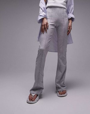 Серые расклешенные брюки премиум-класса Co-ord с редким швом спереди Topshop. Цвет: серый