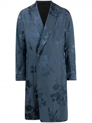 Жаккардовое пальто со смещенной застежкой Haider Ackermann. Цвет: синий