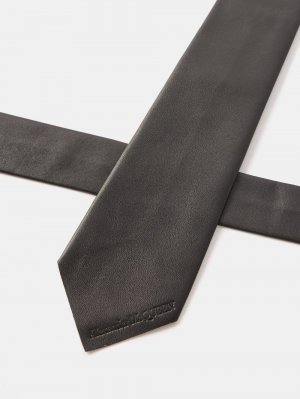 Кожаный галстук с тисненым логотипом , черный Alexander McQueen