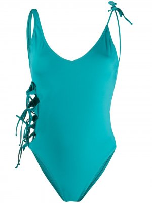 Слитный купальник Sianita со шнуровкой Sian Swimwear. Цвет: синий