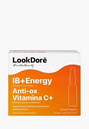 Сыворотка для лица LookDore концентрированная в ампулах моментального восстановления с витамином IB+ENERGY AMPOULES ANTI-OX VITAMIN C+ , 10 x 2 мл. Цвет: прозрачный