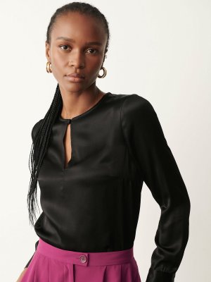 Атласная блузка Evani с вырезом в виде замочной скважины , черный Finery