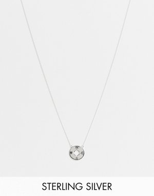 Ожерелье из стерлингового серебра с подвеской в виде компаса -Серебристый ASOS DESIGN