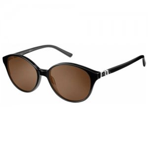 Солнцезащитные очки , круглые, оправа: пластик, для женщин, черный Pierre Cardin