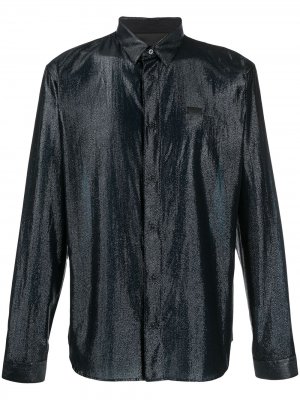 Рубашка с длинными рукавами и эффектом металлик Philipp Plein. Цвет: черный