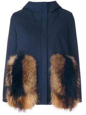 Приталенная куртка с капюшоном Ava Adore. Цвет: синий