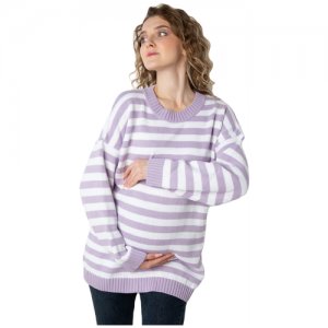 Джемпер для беременных в полоску Амели белый с сиреневым 42-46 Мамуля Красотуля. Цвет: белый/фиолетовый