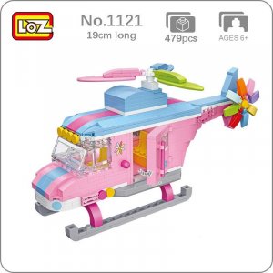1121 розовый вертолет Радужный цветок воздушный самолет 3D модель DIY мини-блоки кирпичи строительные игрушки для детей подарок без коробки LOZ