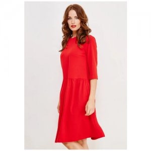 Свободное трикотажное платье с укороченными рукавами D61034/ Красный 44 La Vida Rica. Цвет: красный