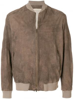 Куртка-бомбер с застежкой на молнию Salvatore Santoro. Цвет: коричневый