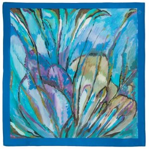 Платок ,65х65 см, коричневый Павловопосадская платочная мануфактура. Цвет: голубой/мультиколор/синий