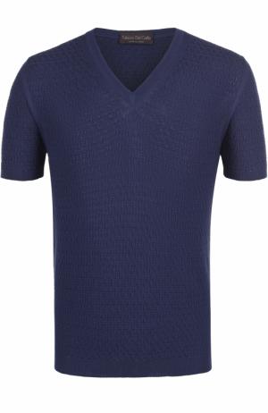 Хлопковый пуловер с короткими рукавами Fabrizio Del Carlo. Цвет: темно-синий