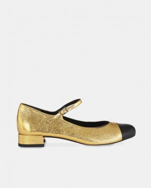 Женские кожаные туфли Lola Mary Janes с контрастным закругленным мыском и застежкой-пряжкой , золотой Augusta