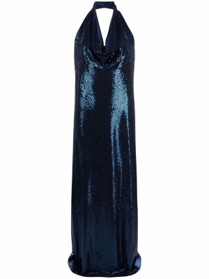 Длинное платье с пайетками Blanca Vita. Цвет: синий