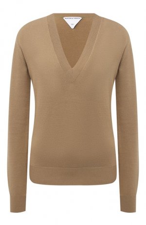 Шерстяной пуловер Bottega Veneta. Цвет: бежевый