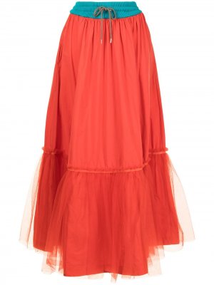 Расклешенная юбка макси с кулиской Kolor. Цвет: оранжевый