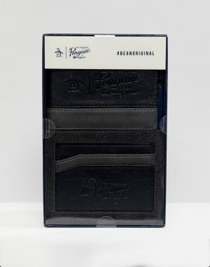 Подарочный набор из бумажника и визитницы черного/серого цвета Original Penguin. Цвет: черный