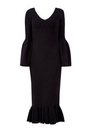 Платье-миди из пряжи Stretch с декольтированной спинкой STELLA McCARTNEY. Цвет: черный