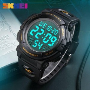 SKMEI Мужские спортивные часы Военные многофункциональные водонепроницаемые наручные с хронографом и светодиодным дисплеем 1258
