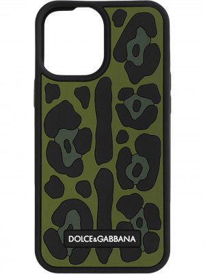 Чехол для iPhone 12 Pro Max с леопардовым принтом Dolce & Gabbana. Цвет: зеленый