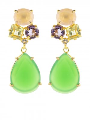 Серьги-подвески с кварцем Bounkit Jewelry. Цвет: зеленый