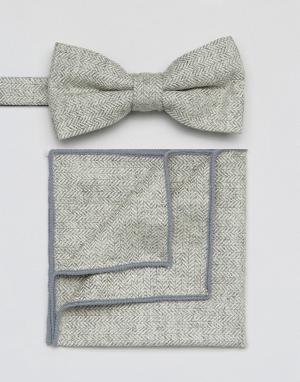 Галстук-бабочка и платок для пиджака 7X. Цвет: серый