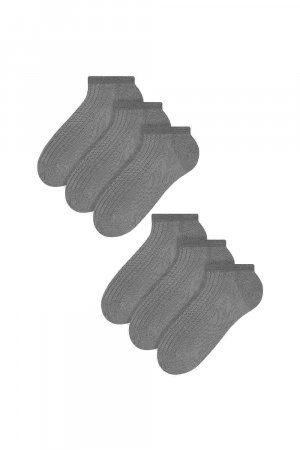 6 пар низких спортивных носков с мягкой подкладкой до щиколотки из 100 % хлопка , серый Steven