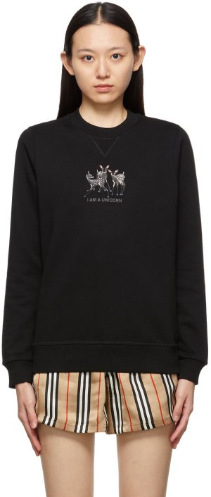Черный свитшот с вышивкой Deer Berkley Burberry