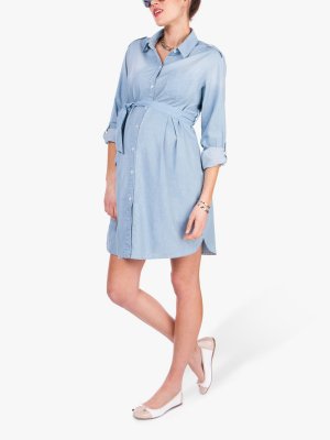 Джинсовое платье-рубашка для беременных и кормящих мам Justin, синий Seraphine