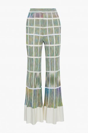 Расклешенные брюки из смесового хлопка с металлизированной отделкой в рубчик. MISSONI, зеленый Missoni